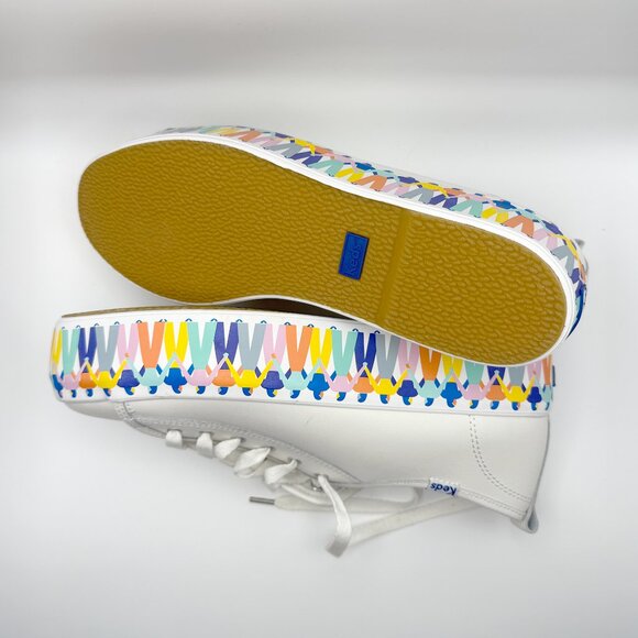 Keds Triple Up Leather Rainbow People White Platform Sneakers - Size 8.5 - NWT - Picture 5 of 8